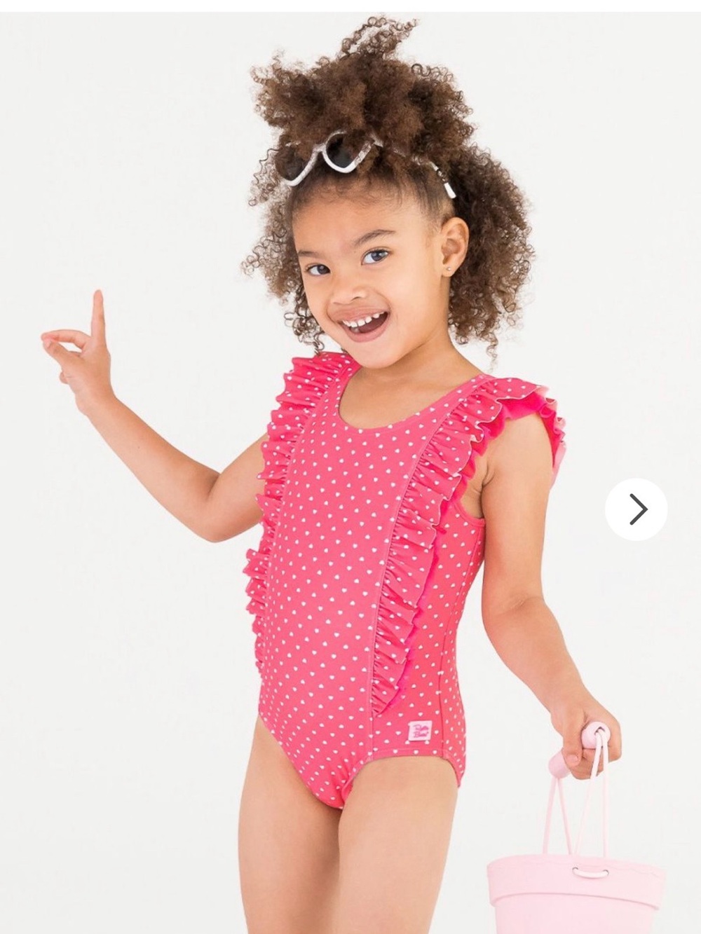 Ruffle Butts Pink Heart-Print Ruffle One-Piece